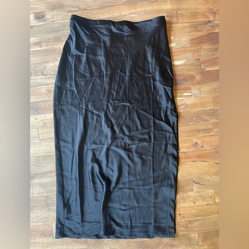 Urban Outfitters Black Satin Midi Skirt